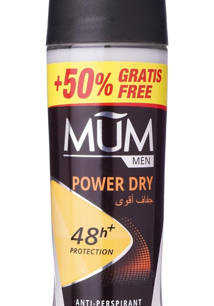 MUM مزيل العرق رول أون موم للرجال باور دراي 75 مل - حماية لمدة 48 ساعة - Image 1